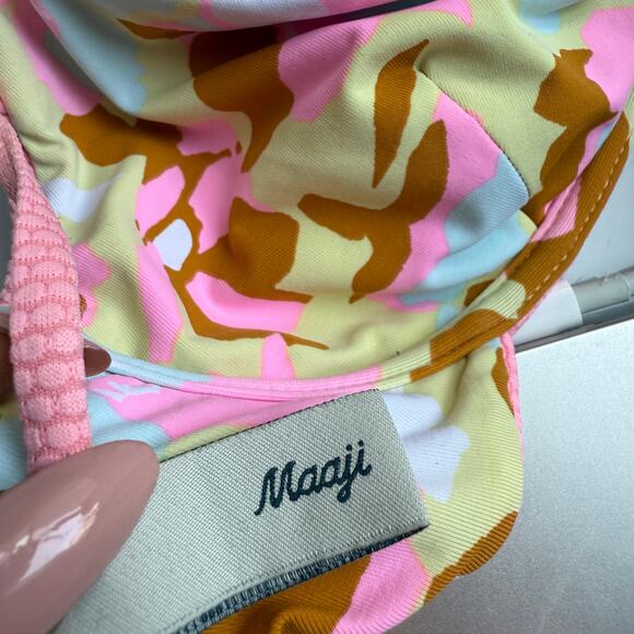 Maaji sz M Pink Reversible Bikini Set High Waist Tie Back Swimwear - Picture 6 of 9